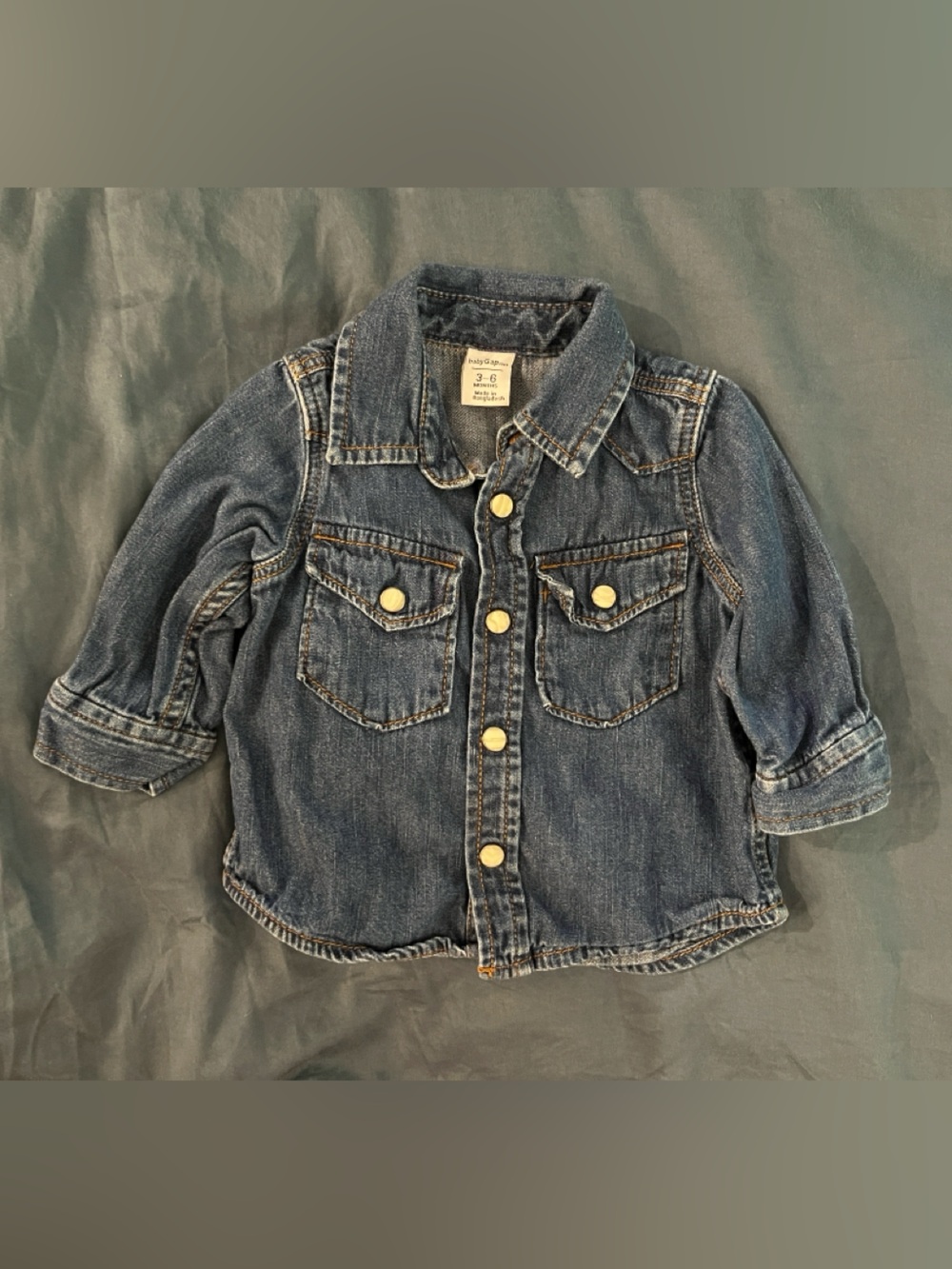 Baby Gap Size 3-6 Month Snap-Up Dark Blue Denim Top Unisex